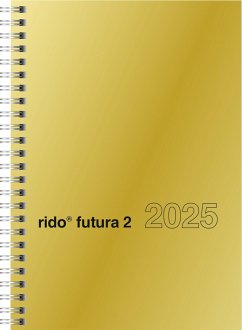 rido/idé 7021121915 Buchkalender Modell futura 2 (2025)  2 Seiten = 1 Woche  A5  160 Seiten  Glanzkarton-Einband  goldfarben