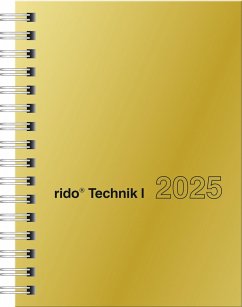 rido/idé 7013121915 Taschenkalender Modell perfect/Technik I (2025)  2 Seiten = 1 Woche  A6  160 Seiten  Glanzkarton-Einband  goldfarben