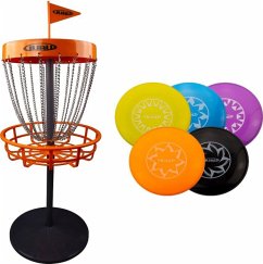 Schildkröt 970362 - Guru, Mini Disc Golf Set, Disc Golf Mini Basket Set, Frisbeegolf-Korb inkl. 5 Mini-Discs