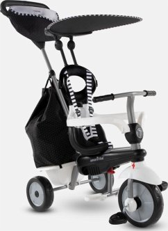 smarTrike - 4 in1 Dreirad Vanilla Plus schwarz-weiß mit Flüsterrädern, Getränk