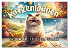 Katzenlaunen - Durch das Jahr mit Fluff und Grummeln (Wandkalender 2025 DIN A2 quer), CALVENDO Monatskalender - Calvendo;artefacti