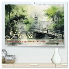 Heiwa - Friedliche Aquarelle im japanischen Stil (hochwertiger Premium Wandkalender 2025 DIN A2 quer), Kunstdruck in Hochglanz