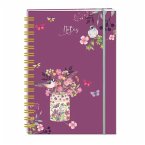 Vintage Garden Flower Pot Bird Lined Notebook