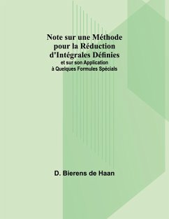Cover Note sur une Méthode pour la Réduction d'Intégrales Définies; et sur son Application à Quelques Formules Spécials