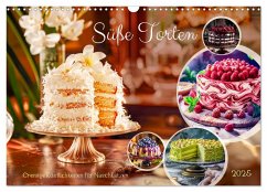 Süße Torten - Cremige Köstlichkeiten für Naschkatzen (Wandkalender 2025 DIN A3 quer), CALVENDO Monatskalender - Calvendo;Frost, Anja