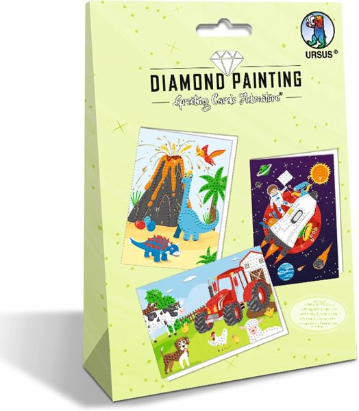 URUS Diamond Painting Greeting Cards Adventure, Grußkarten Bastelset für Kinder, 3er Set URUS Diamond Painting Greeting Cards Adventure, Grußkarten Bastelset für Kinder, 3er Set