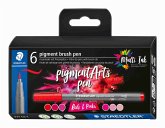 STAEDTLER Schreib- und Zeichbedarf pigment brush Fasermaler Pinselspitze, Reds&Pinks, 6er Set
