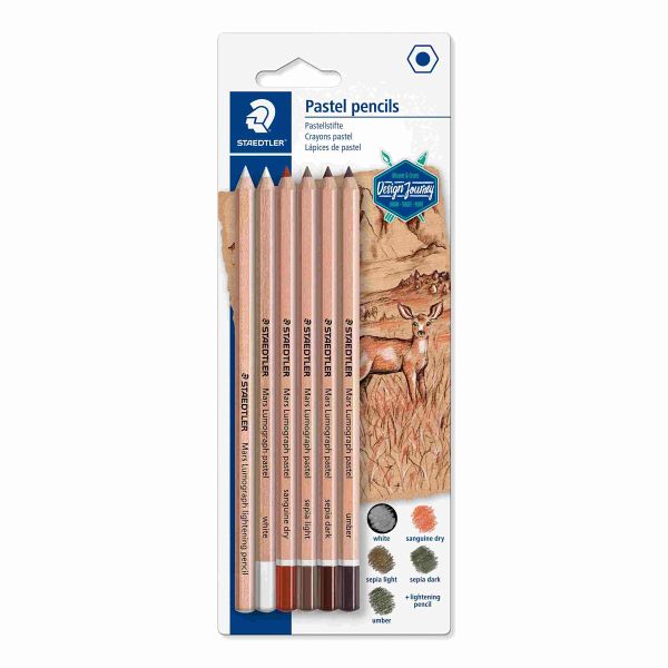 Mars Schreib- und Zeichbedarf Mars Lumograph pastel 100P Pastellstift, 6er Set