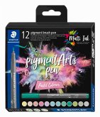 STAEDTLER Schreib- und Zeichbedarf pigment brush Fasermaler Pinselspitze, Pastel Colours, 12er Set
