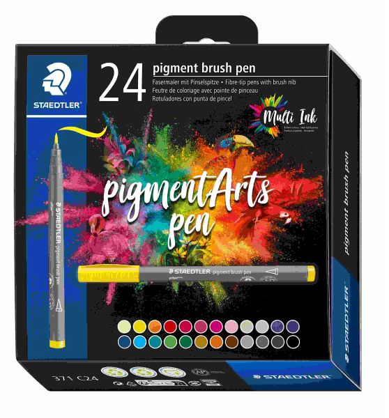 STAEDTLER Schreib- und Zeichbedarf pigment brush 371 Fasermaler mit Pinselspitze, 24er Set STAEDTLER Schreib- und Zeichbedarf pigment brush 371 Fasermaler mit Pinselspitze, 24er Set
