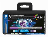 STAEDTLER Schreib- und Zeichbedarf pigment brush Fasermaler Pinselspitze, Blues&Violets, 6er Set