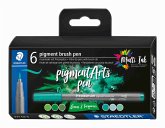 STAEDTLER Schreib- und Zeichbedarf pigment brush pen Greens&Turquoises, 6er Set