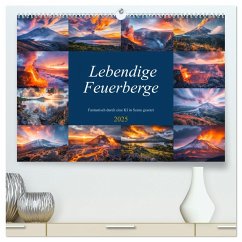 Lebendige Feuerberge - Fantastisch durch eine KI in Szene gesetzt (hochwertiger Premium Wandkalender 2025 DIN A2 quer), Kunstdruck in Hochglanz