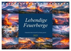 Lebendige Feuerberge - Fantastisch durch eine KI in Szene gesetzt (Tischkalender 2025 DIN A5 quer), CALVENDO Monatskalender