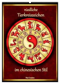 niedliche Tierkreiszeichen im chinesischem Stil (Wandkalender 2025 DIN A2 hoch), CALVENDO Monatskalender - Calvendo;Creation / Petra Haberhauer, Pezi