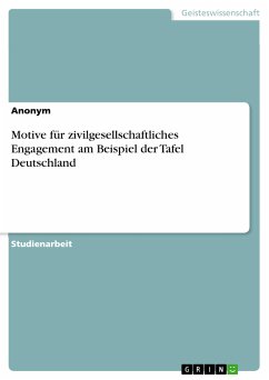 Motive für zivilgesellschaftliches Engagement am Beispiel der Tafel Deutschland (eBook, PDF)
