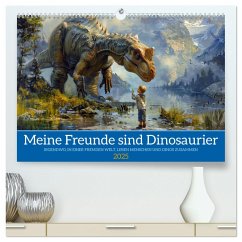 Meine Freunde sind Dinosaurier (hochwertiger Premium Wandkalender 2025 DIN A2 quer), Kunstdruck in Hochglanz
