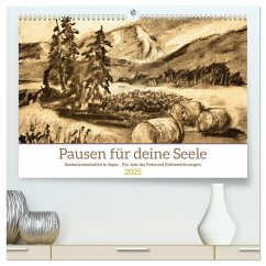 Pausen für deine Seele - Seelenlandschaften in Sepia - Ein Jahr der Ruhe mit Kohlezeichnungen (hochwertiger Premium Wandkalender 2025 DIN A2 quer), Kunstdruck in Hochglanz