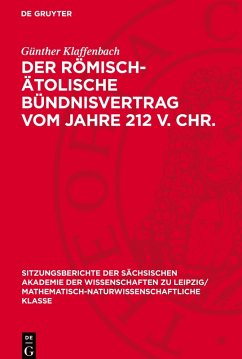 Cover Der römisch-ätolische Bündnisvertrag vom Jahre 212 V. Chr.