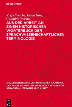 Cover Aus der Arbeit an einem historischen Wörterbuch der sprachwissenschaftlichen Terminologie
