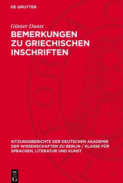 Cover Bemerkungen zu griechischen Inschriften