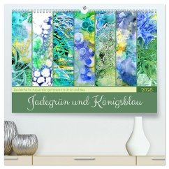 Jadegrün und Königsblau - Zauberhafte Aquarellexperimente in Grün und Blau (hochwertiger Premium Wandkalender 2025 DIN A2 quer), Kunstdruck in Hochglanz