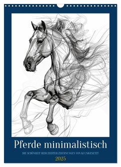 Pferde minimalistisch (Wandkalender 2025 DIN A3 hoch), CALVENDO Monatskalender