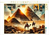 CALVENDO Puzzle Echos der Ewigkeit: Pyramiden von Gizeh im künstlichen Licht   1000 Teile Lege-Größe 64x48cm Foto-Puzzle