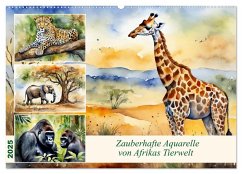 Zauberhafte Aquarelle von Afrikas Tierwelt (Wandkalender 2025 DIN A2 quer), CALVENDO Monatskalender