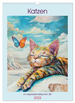 Katzen im expressionistischen Stil (Wandkalender 2025 DIN A3 hoch), CALVENDO Monatskalender - Calvendo;Brunner-Klaus, Liselotte