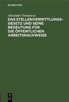 Cover Das Stellenvermittlungsgesetz und seine Bedeutung für die öffentlichen Arbeitsnachweise (eBook, PDF)