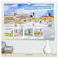 Büsum Aquarelle - Liebevolle Impressionen des beliebten Nordseebads (hochwertiger Premium Wandkalender 2025 DIN A2 quer), Kunstdruck in Hochglanz - Calvendo;Schimmack, Michaela