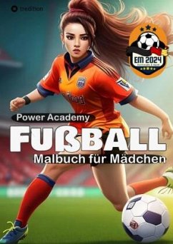Cover Fußball Malbuch für Mädchen Power Academy Ausmalbilder mit motivierenden Sprüchen EM 2024 Geschenk