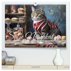 Süße Naschkatzen - Pelzige Leckermäulchen zwischen süßen Desserts und Torten (hochwertiger Premium Wandkalender 2025 DIN A2 quer), Kunstdruck in Hochglanz - Calvendo;Verena Scholze, Fotodesign