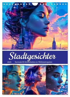 Stadtgesichter - Surreale KI-Schönheiten in Weltmetropolen (Wandkalender 2025 DIN A4 hoch), CALVENDO Monatskalender