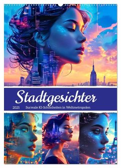 Stadtgesichter - Surreale KI-Schönheiten in Weltmetropolen (Wandkalender 2025 DIN A2 hoch), CALVENDO Monatskalender