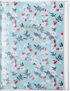 MARK'S 2024/2025 Taschenkalender A5 vertikal, Flower Pattern // Turqoise