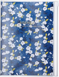 MARK'S 2024/2025 Taschenkalender A5 vertikal, Flower Pattern // Navy
