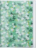 MARK'S 2024/2025 Taschenkalender A5 vertikal, Flower Pattern // Green