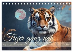 Tiger ganz nah (Tischkalender 2025 DIN A5 quer), CALVENDO Monatskalender