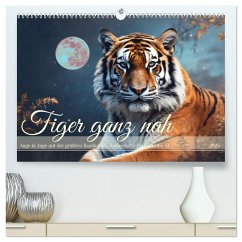Tiger ganz nah (hochwertiger Premium Wandkalender 2025 DIN A2 quer), Kunstdruck in Hochglanz
