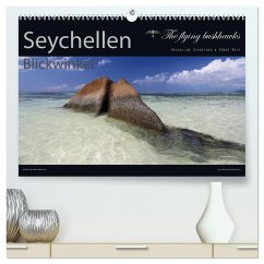 Seychellen Blickwinkel 2025 (hochwertiger Premium Wandkalender 2025 DIN A2 quer), Kunstdruck in Hochglanz - Calvendo;flying bushhawks, The