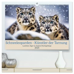 Schneeleoparden - Meister der Tarnung (hochwertiger Premium Wandkalender 2025 DIN A2 quer), Kunstdruck in Hochglanz - Calvendo;Kleemann, Claudia