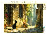 CALVENDO Puzzle Schwarze Katze - Anime Zeichentrick   1000 Teile Lege-Größe 64x48cm Foto-Puzzle für glückliche Stunden