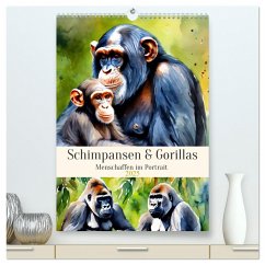 Schimpansen & Gorillas (hochwertiger Premium Wandkalender 2025 DIN A2 hoch), Kunstdruck in Hochglanz - Calvendo;Kleemann, Claudia