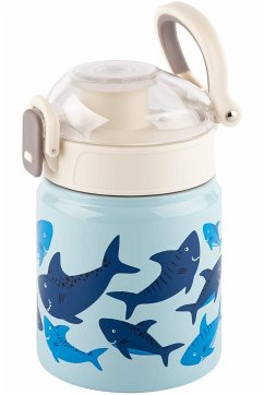 Cover sigikid 25317 - Trinkflasche Hai 400 ml, Edelstahl/Kunststoff, weiß-blau