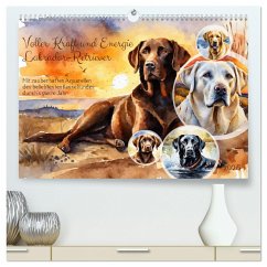 Voller Kraft und Energie - Labrador-Retriever (hochwertiger Premium Wandkalender 2025 DIN A2 quer), Kunstdruck in Hochglanz