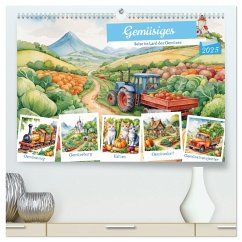 Gemüsiges - Reise ins Land des Gemüses (hochwertiger Premium Wandkalender 2025 DIN A2 quer), Kunstdruck in Hochglanz