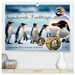 Kaiserpinguine - bezaubernde Frackträger (hochwertiger Premium Wandkalender 2025 DIN A2 quer), Kunstdruck in Hochglanz