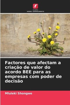 Factores que afectam a criação de valor do acordo BEE para as empresas com poder de decisão - Shongwe, Mluleki